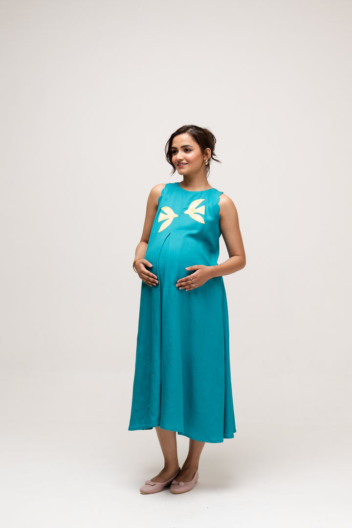 Maternity Lounge Dress in Teal