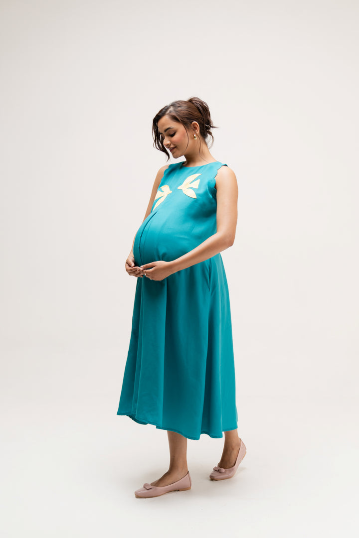 Maternity Lounge Dress in Teal