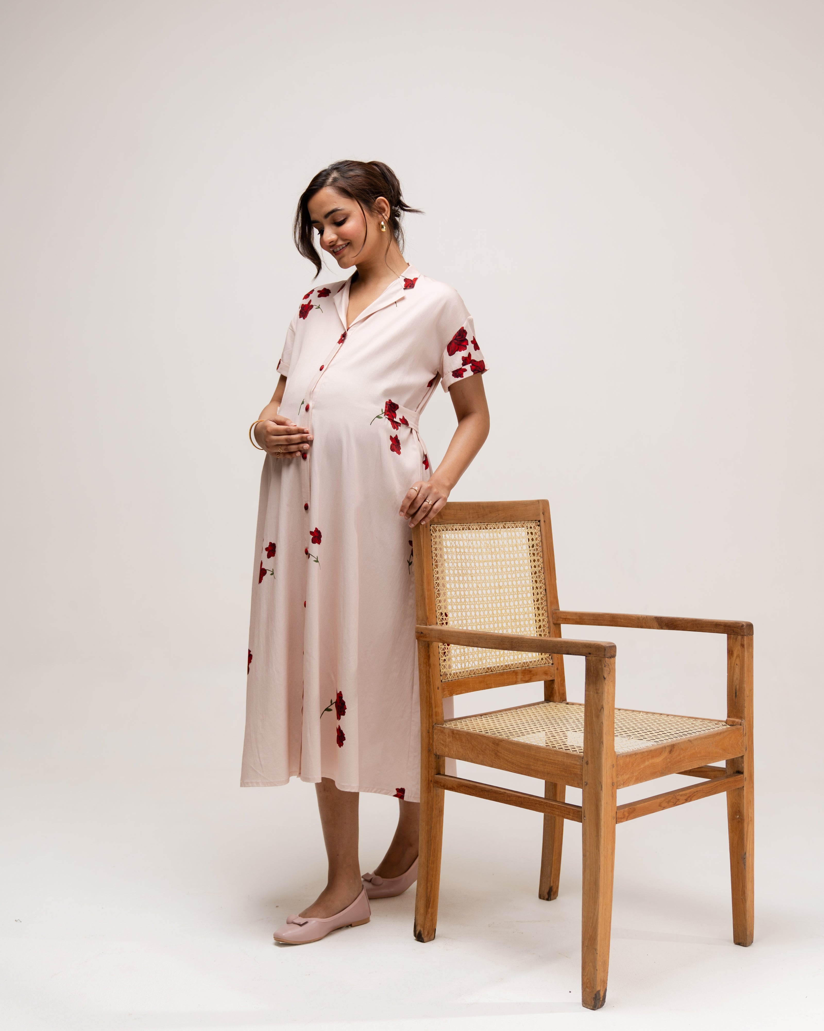 Rose Sorbet Maternity Shirt Dress