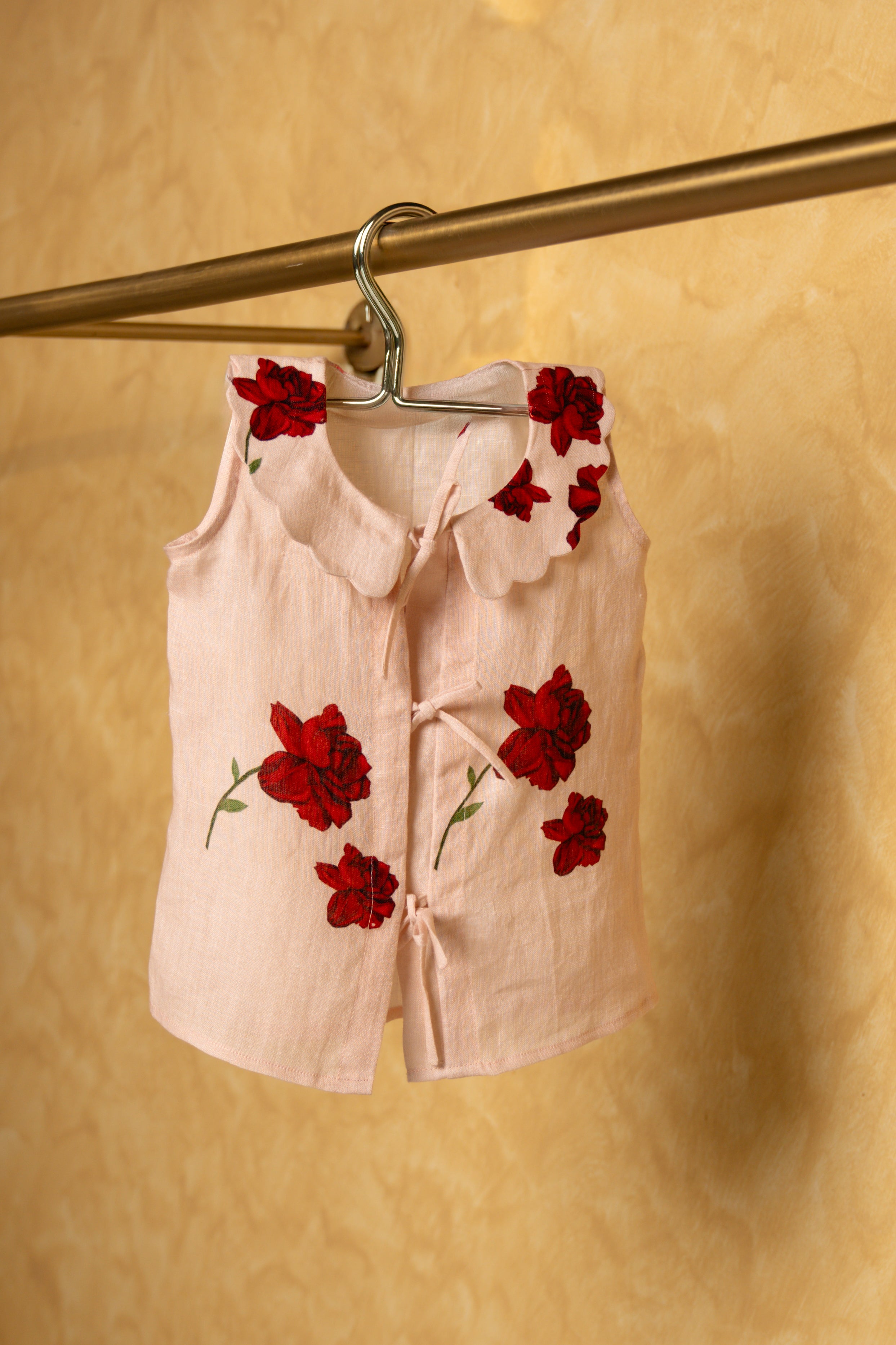 Scallop-Collared Rose Baby Dress for Girls