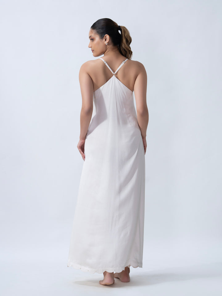 Ivory Long Slip & Robe Set