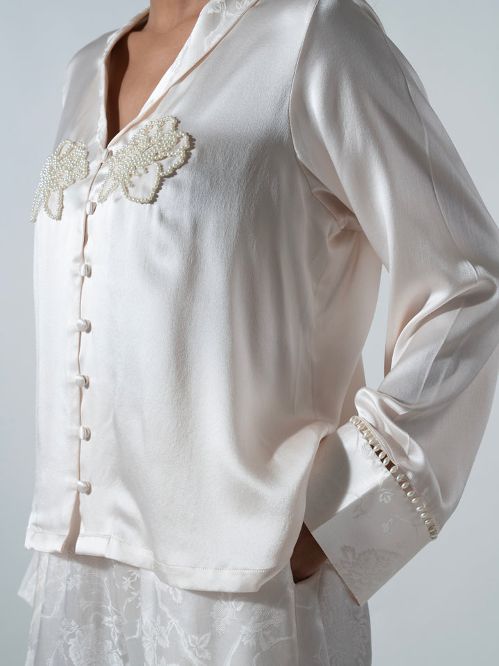 Bridal Jacquard Pure Silk PJ Set