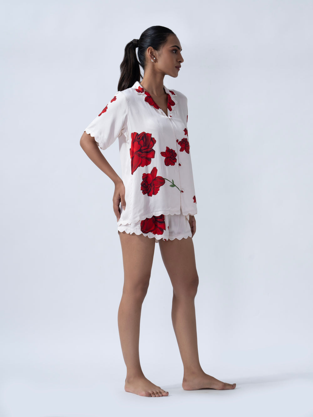 Elegant Lovers & Roses Scallop PJ Short Set in blush pink cami and shorts design for comfortable sleepwear