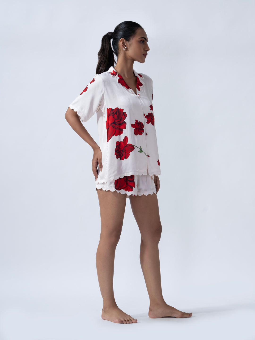 Elegant Lovers & Roses Scallop PJ Short Set in blush pink cami and shorts design for comfortable sleepwear