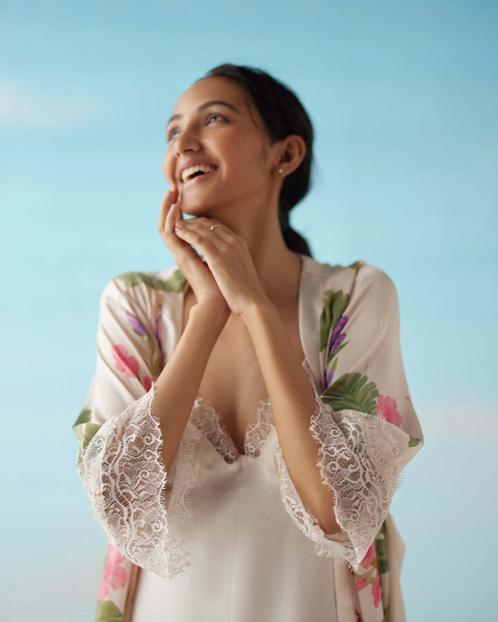 Floral Dream Silk Robe & Slip Set