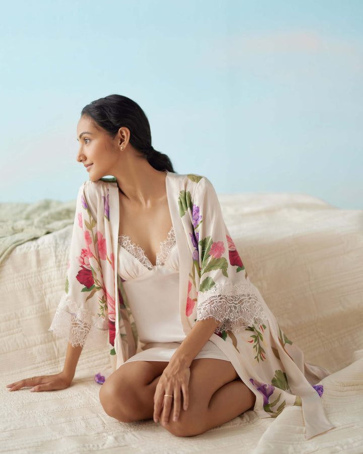 Floral Dream Silk Robe & Slip Set