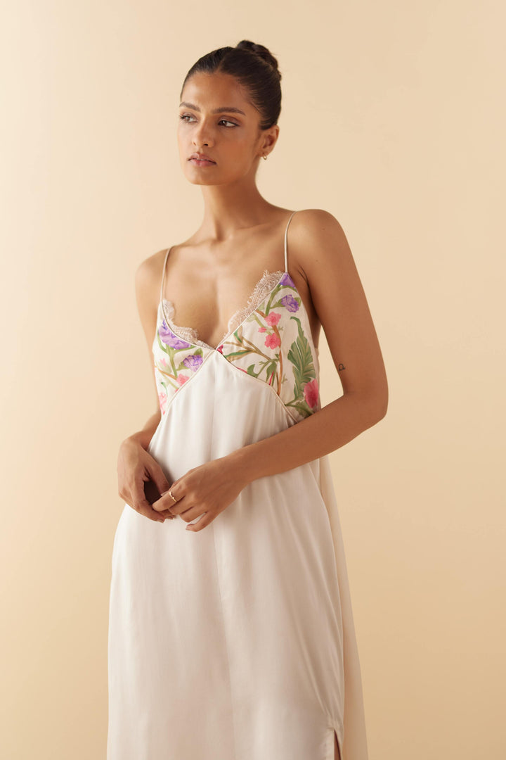 Floral Dream Silk Robe & Slip Set - Full Length