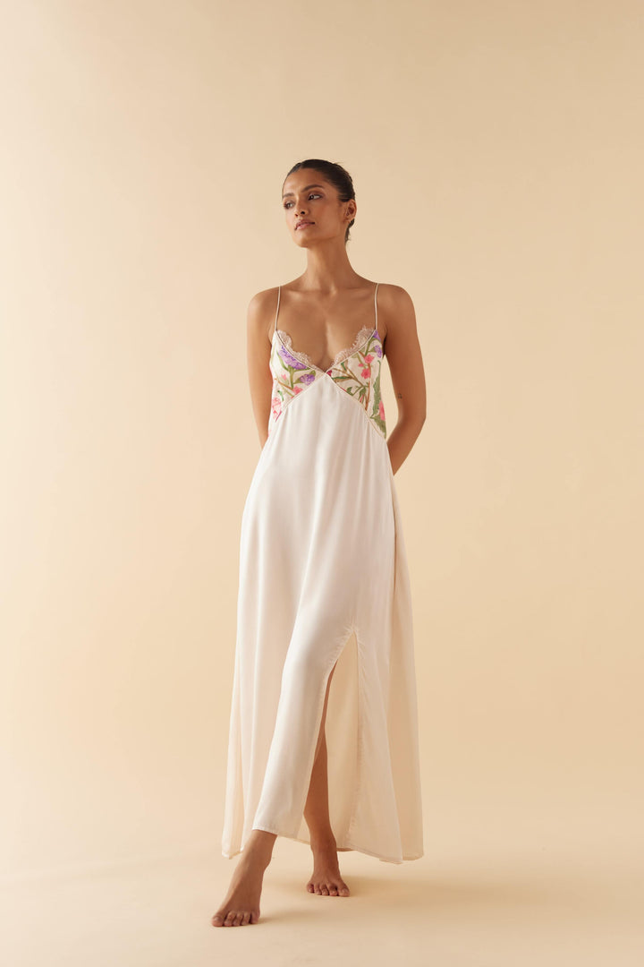 Floral Dream Silk Robe & Slip Set - Full Length