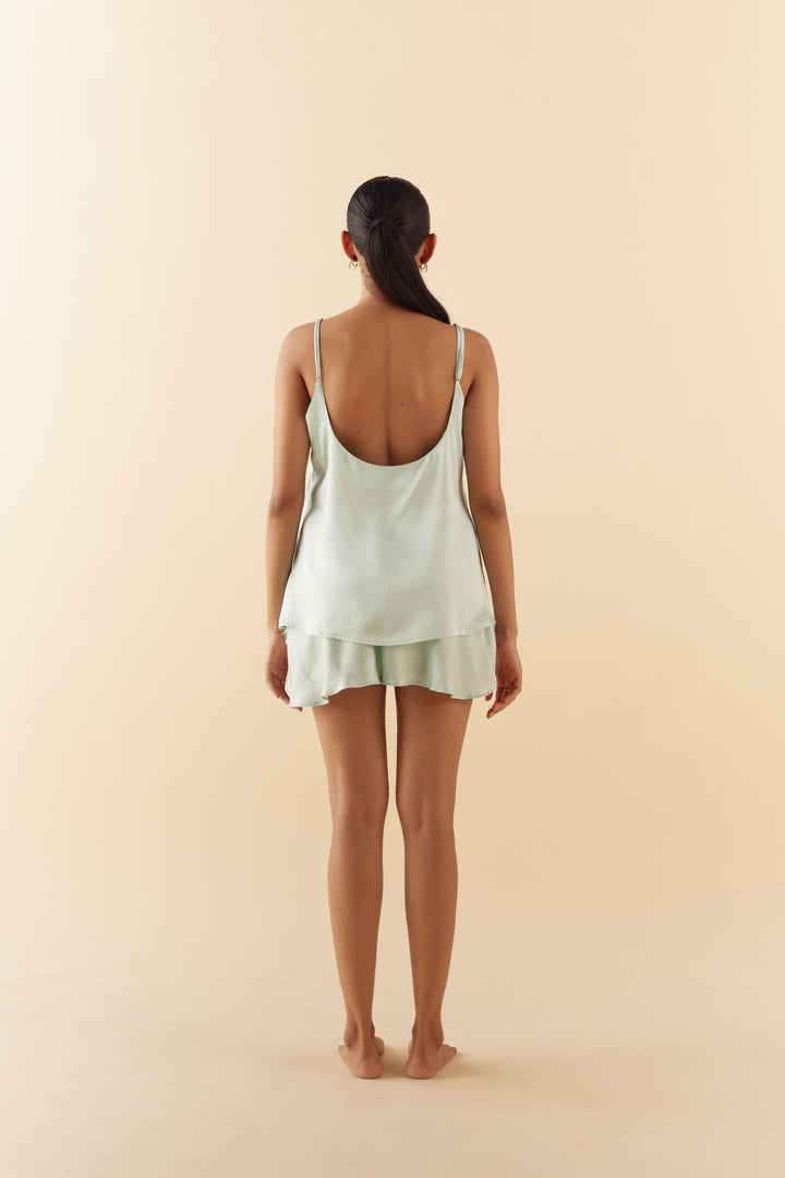 Celeste Blue Silk Camisole Set