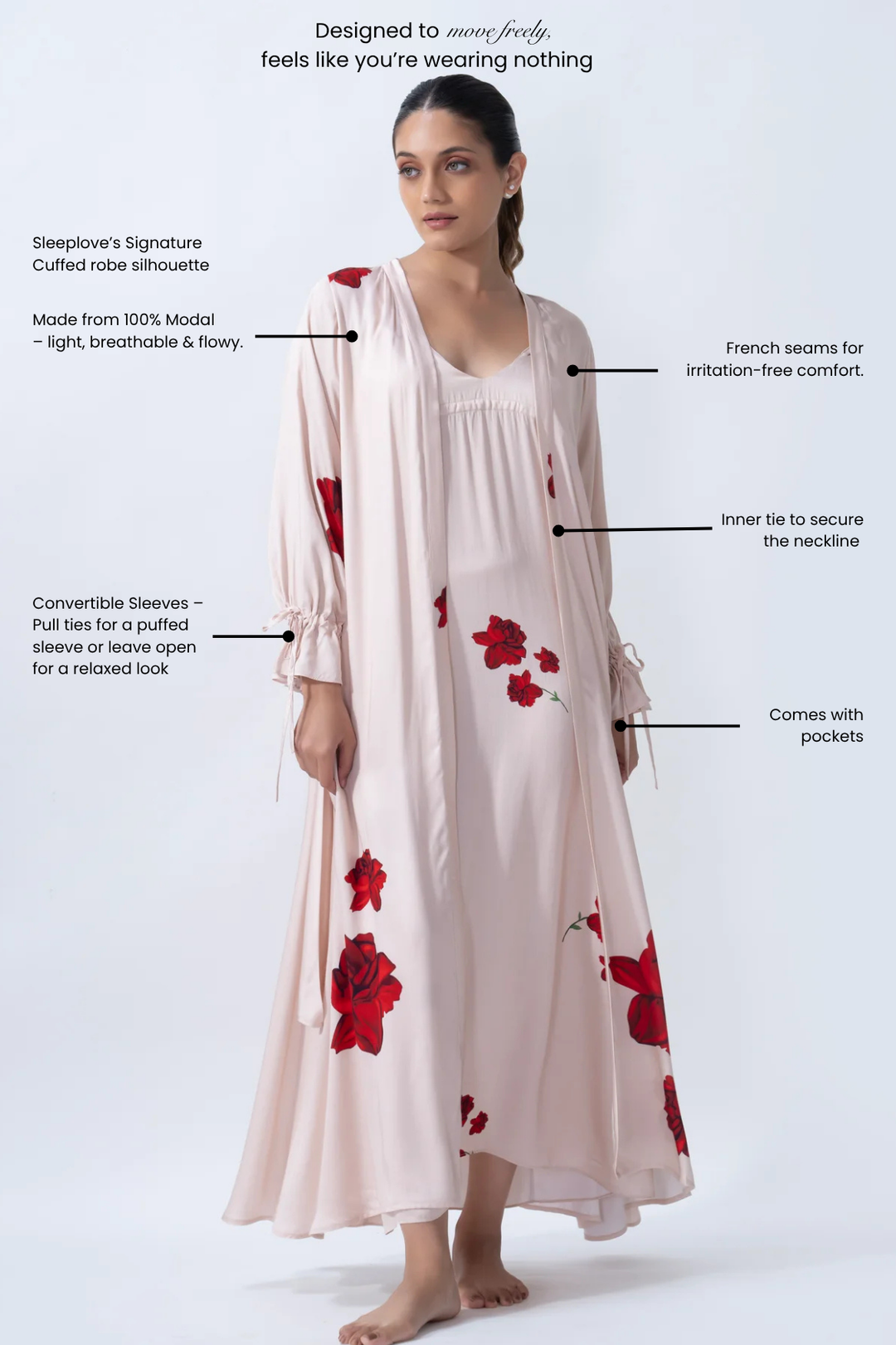Rose Sorbet Long Slip & Robe Set