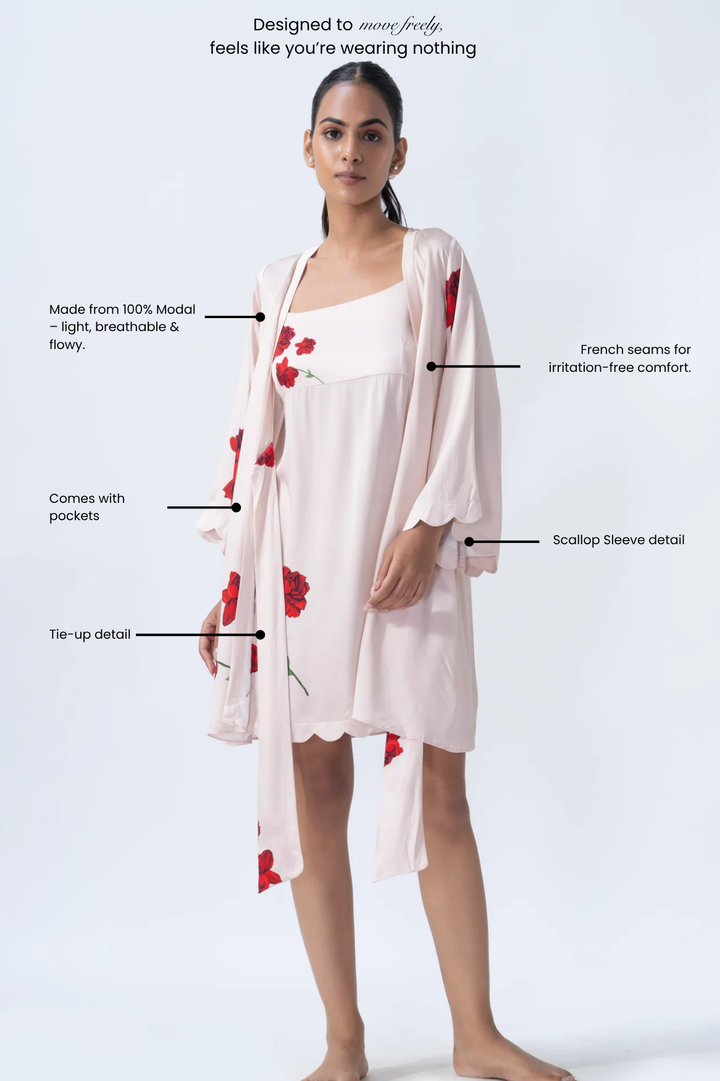 Rose Sorbet Short Slip & Robe Set