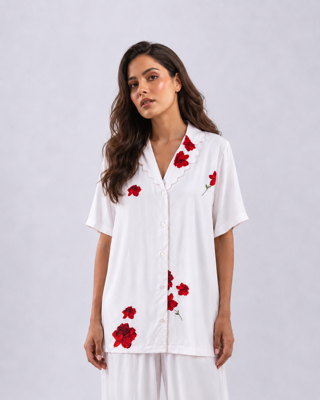 Lovers & Roses Scallop PJ Pants
