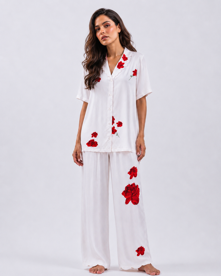 Lovers & Roses Scallop PJ Pants