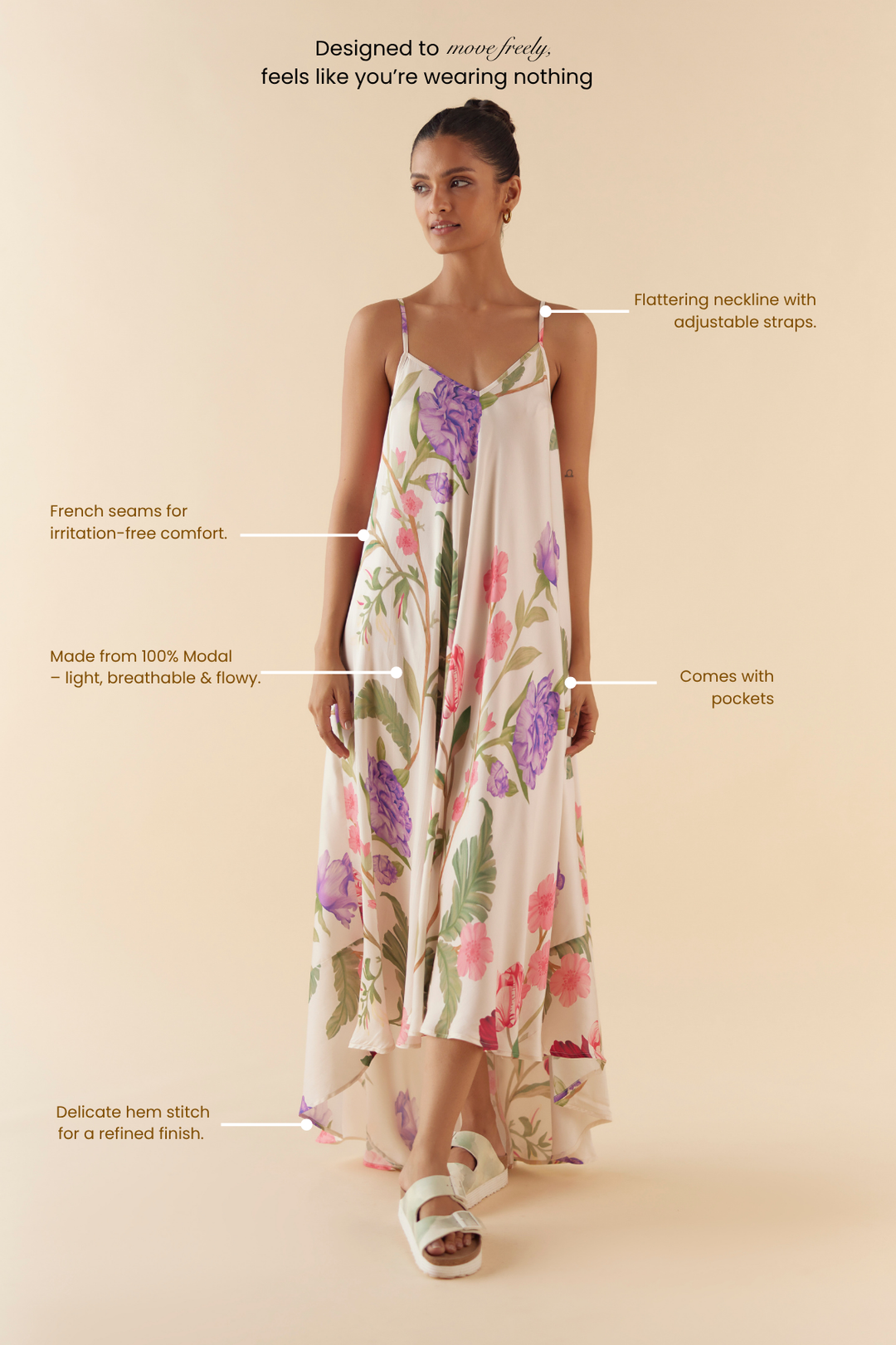 Sleeplove Floral Dream Lounge Cami Dress (Ivory) Floral Print Silk-Blend Lounge Cami Midi, Elegant Sleepwear for Modern Women L Sleeplove Floral Dream Lounge Cami Dress (Ivory) Floral Print Silk-Blend Lounge Cami Midi, Elegant Sleepwear for Modern Women L