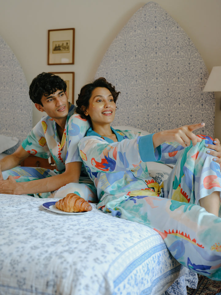 Blue Skies Couple Pajama Set
