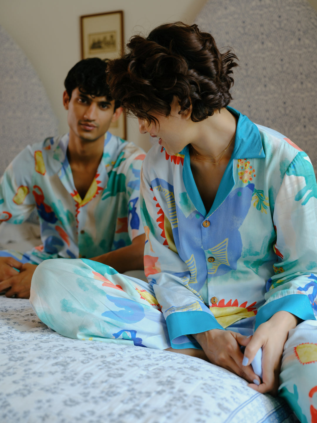 Blue Skies Couple Pajama Set