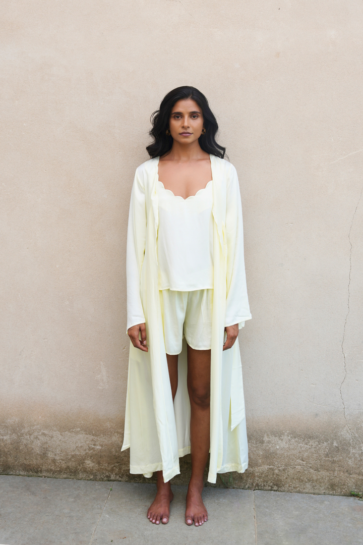 Ivory Yellow Robe & Camisole Set