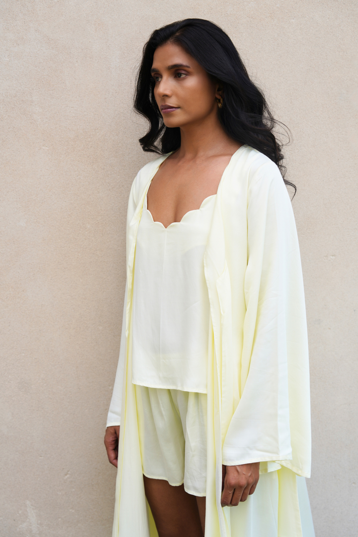 Ivory Yellow Robe & Camisole Set