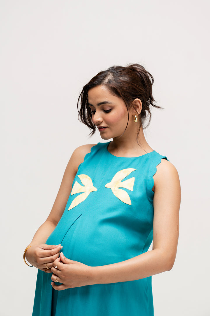 Maternity Lounge Dress in Teal