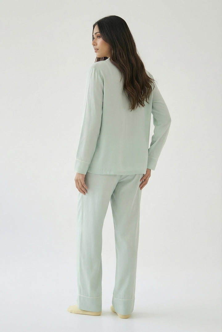 Celeste Blue Solid Pajama Set