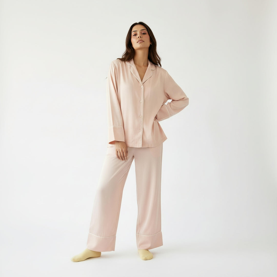 Blush Pink Solid Pajama Set