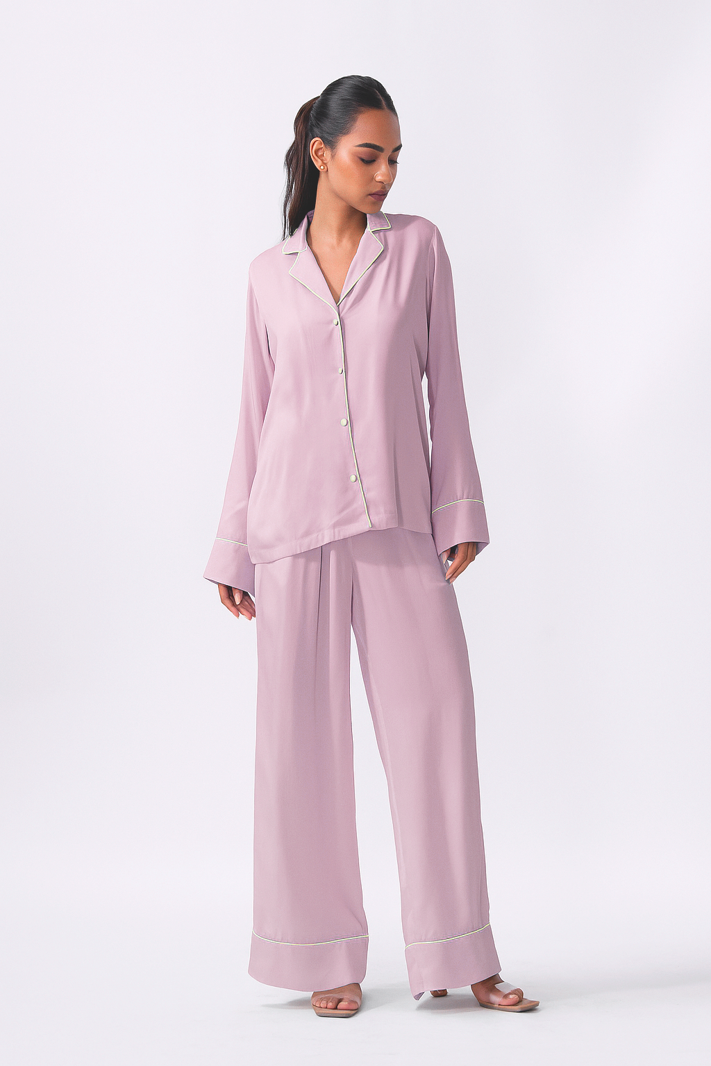 Full-Sleeved Pajama Set in Rose