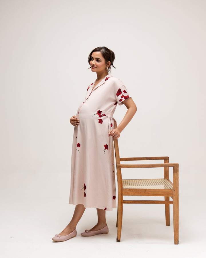 Rose Sorbet Maternity Shirt Dress