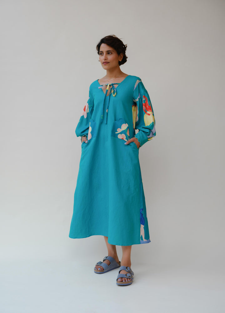 Summer Whimsy Lounge Dress in Teal