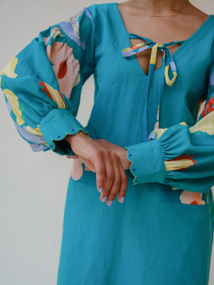 Summer Whimsy Lounge Dress in Teal