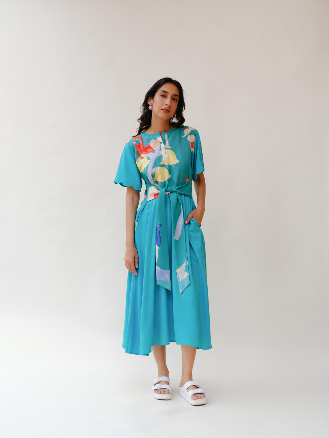 Summer Crush Lounge Tie Dress in Teal