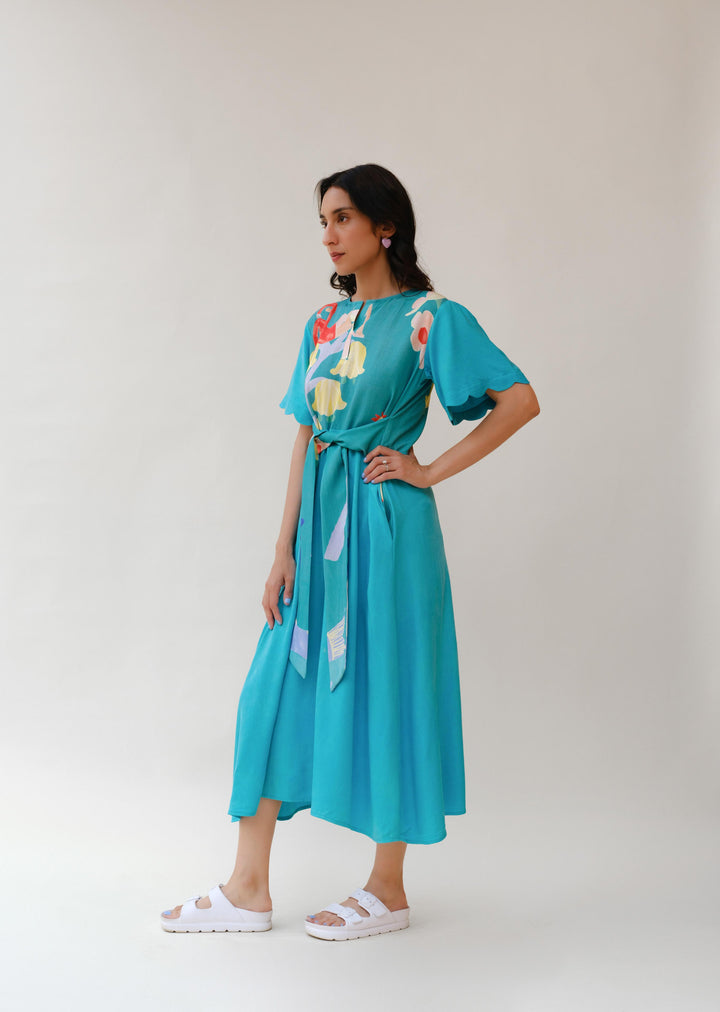 Summer Crush Lounge Tie Dress in Teal