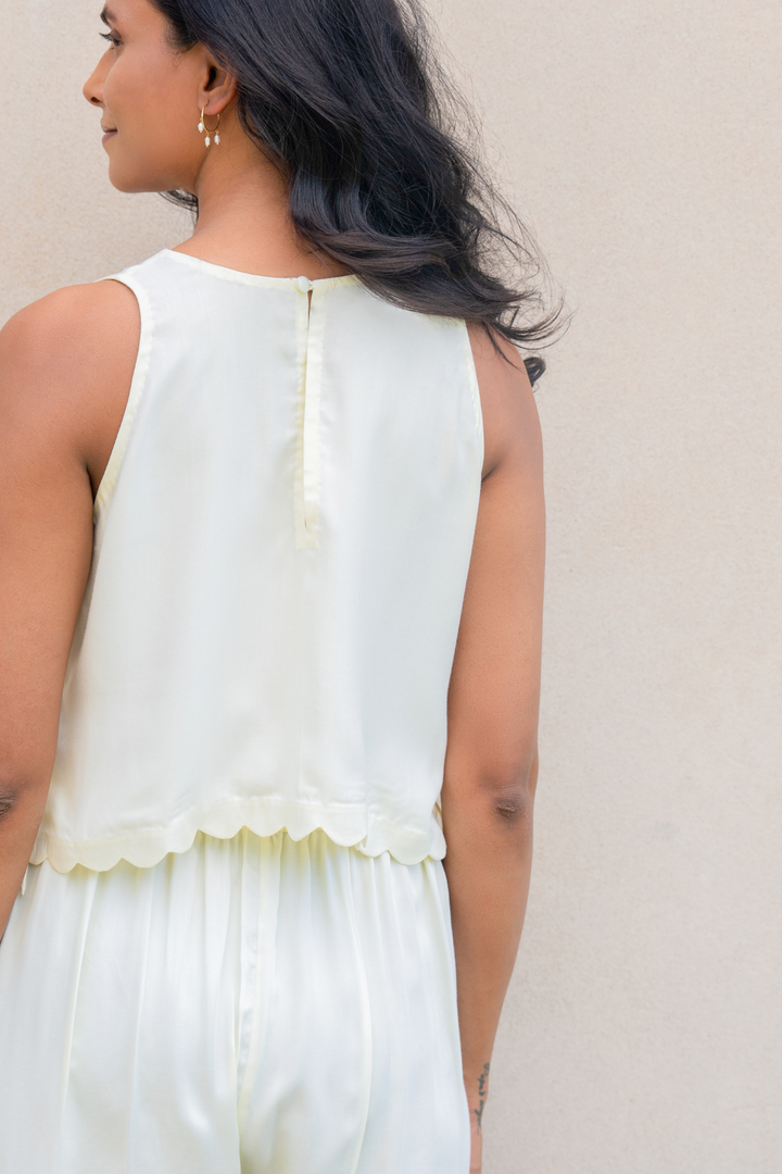 Ivory Yellow Scalloped Top