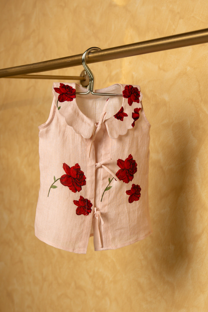 Scallop-Collared Rose Baby Dress for Girls