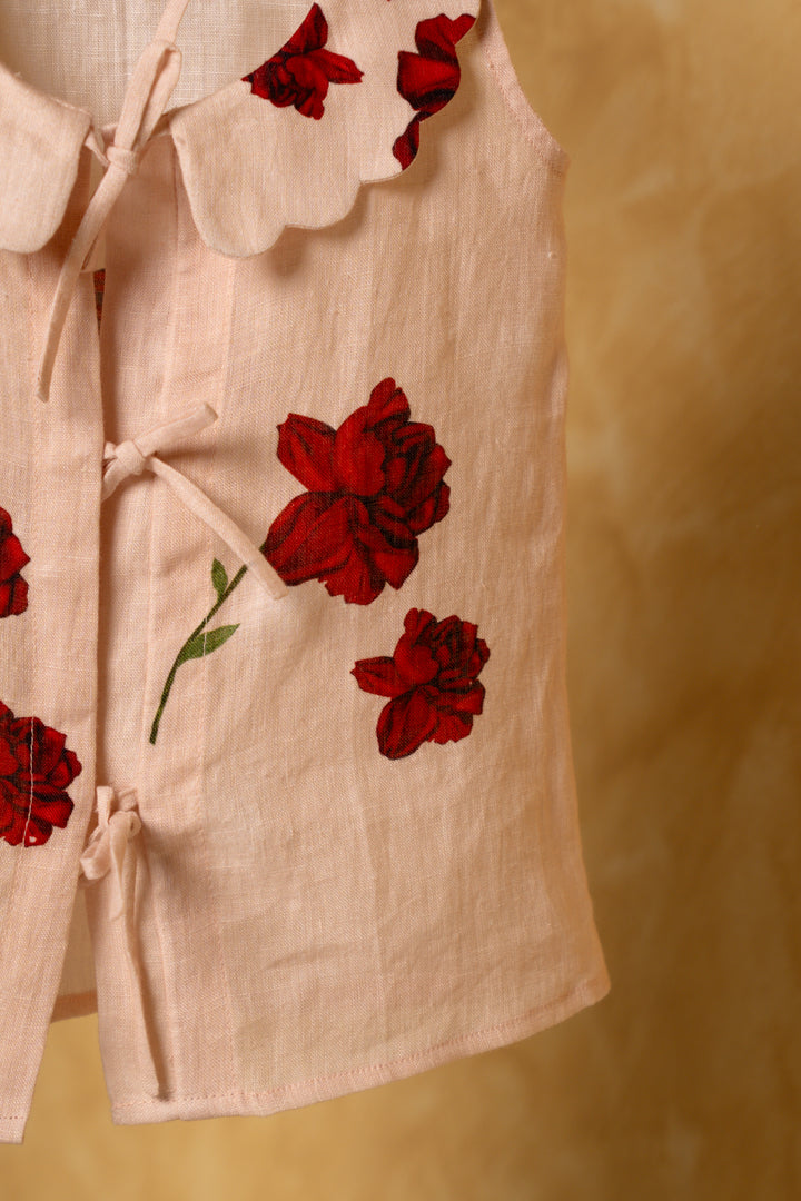 Scallop-Collared Rose Baby Dress for Girls