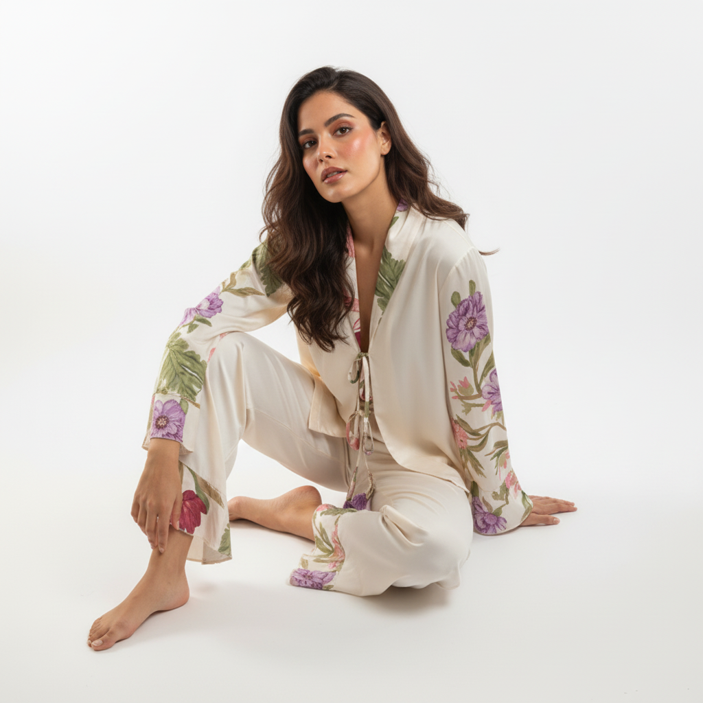 Ivory Paradise Ruffle Modal PJ set