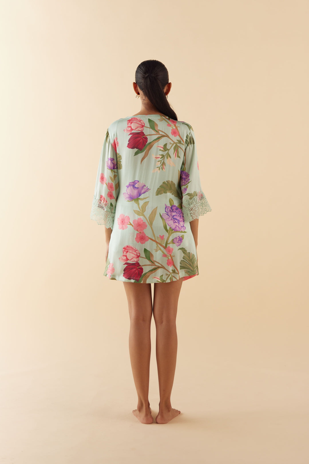 Celeste Blue Floral Dream Silk Robe