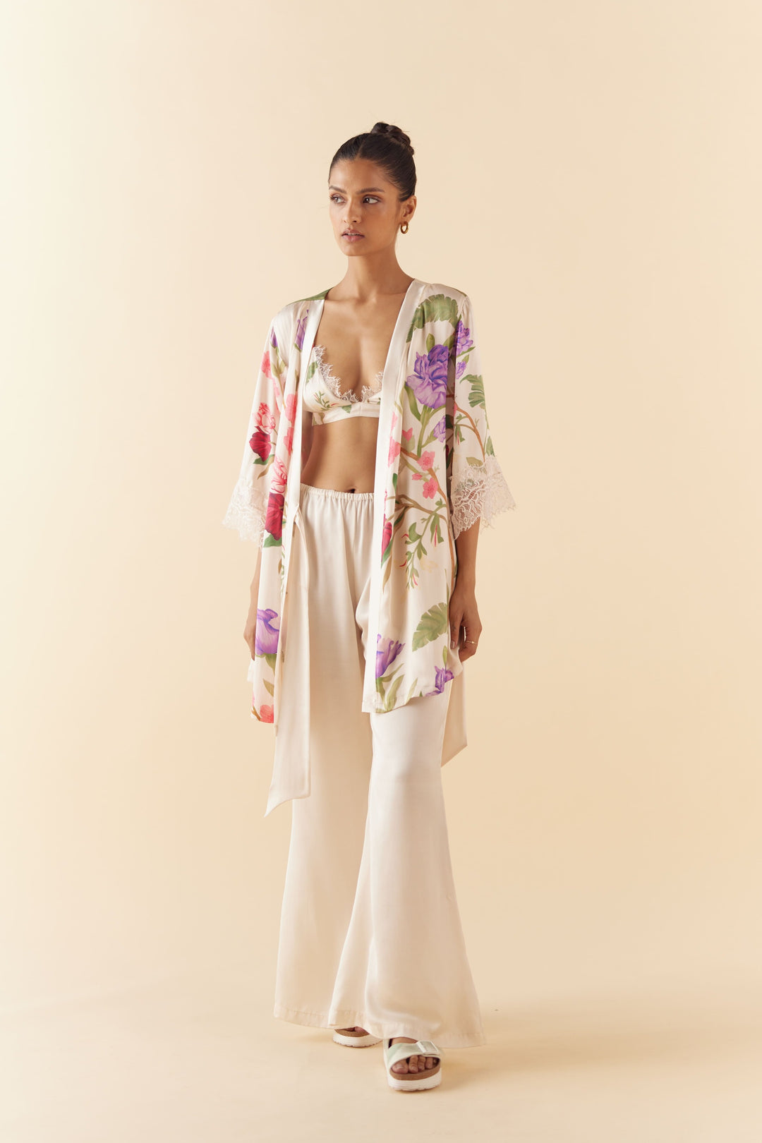 Floral Dream Short Silk Robe