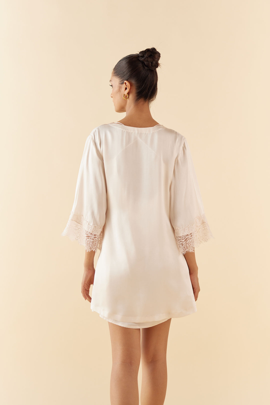 Pure Silk Robe in Ivory White