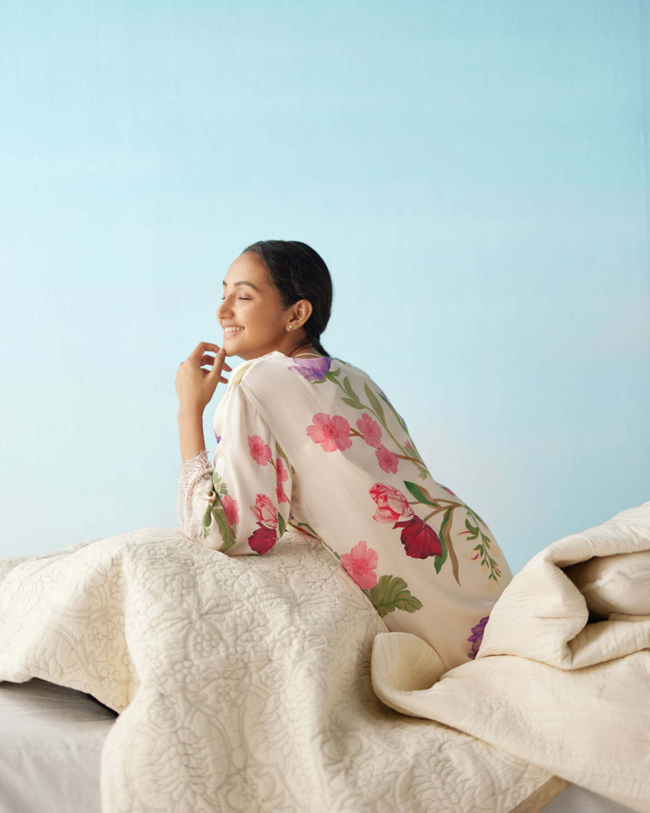 Floral Dream Silk Robe & Slip Set
