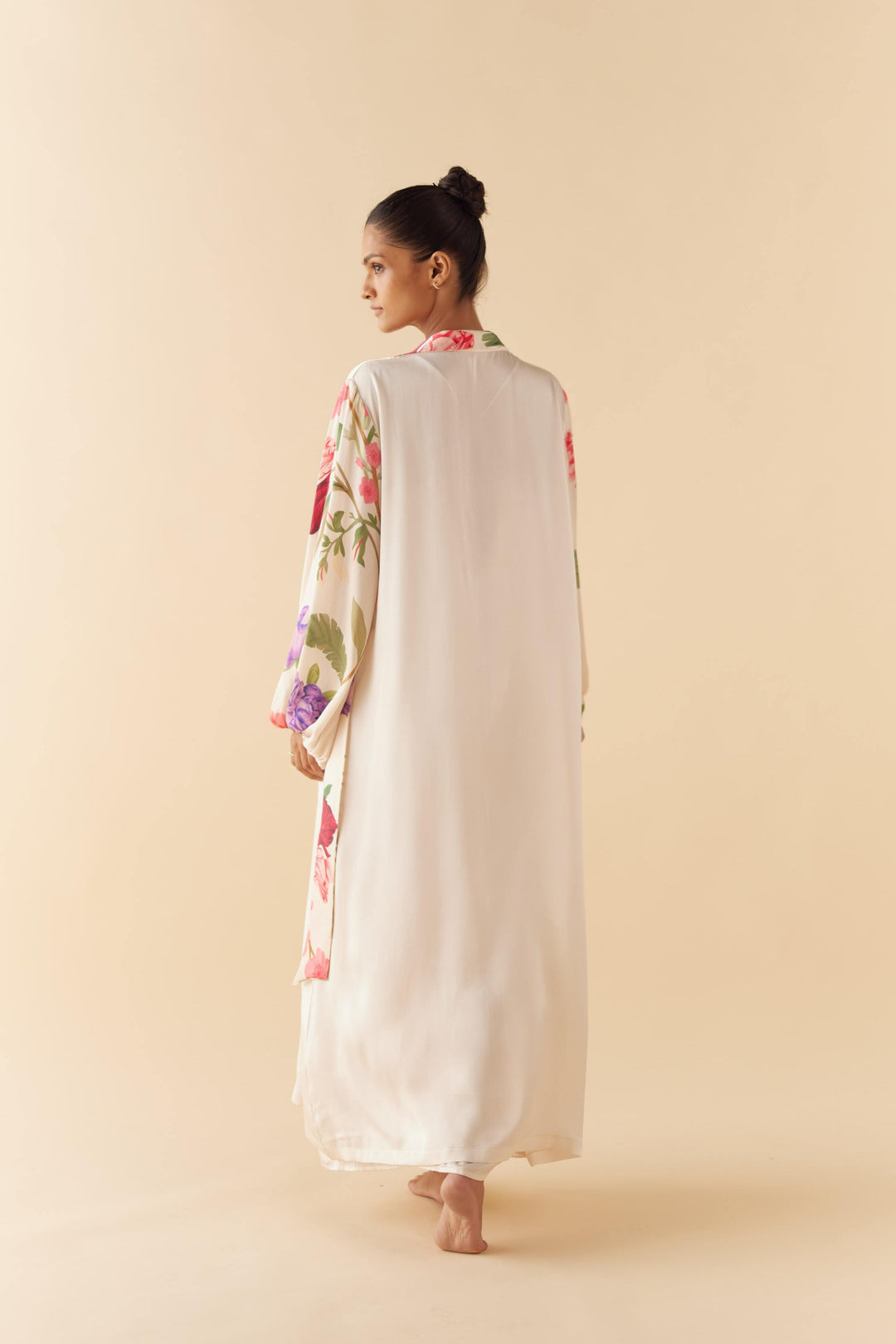 Ivory Floral Dream Silk Robe