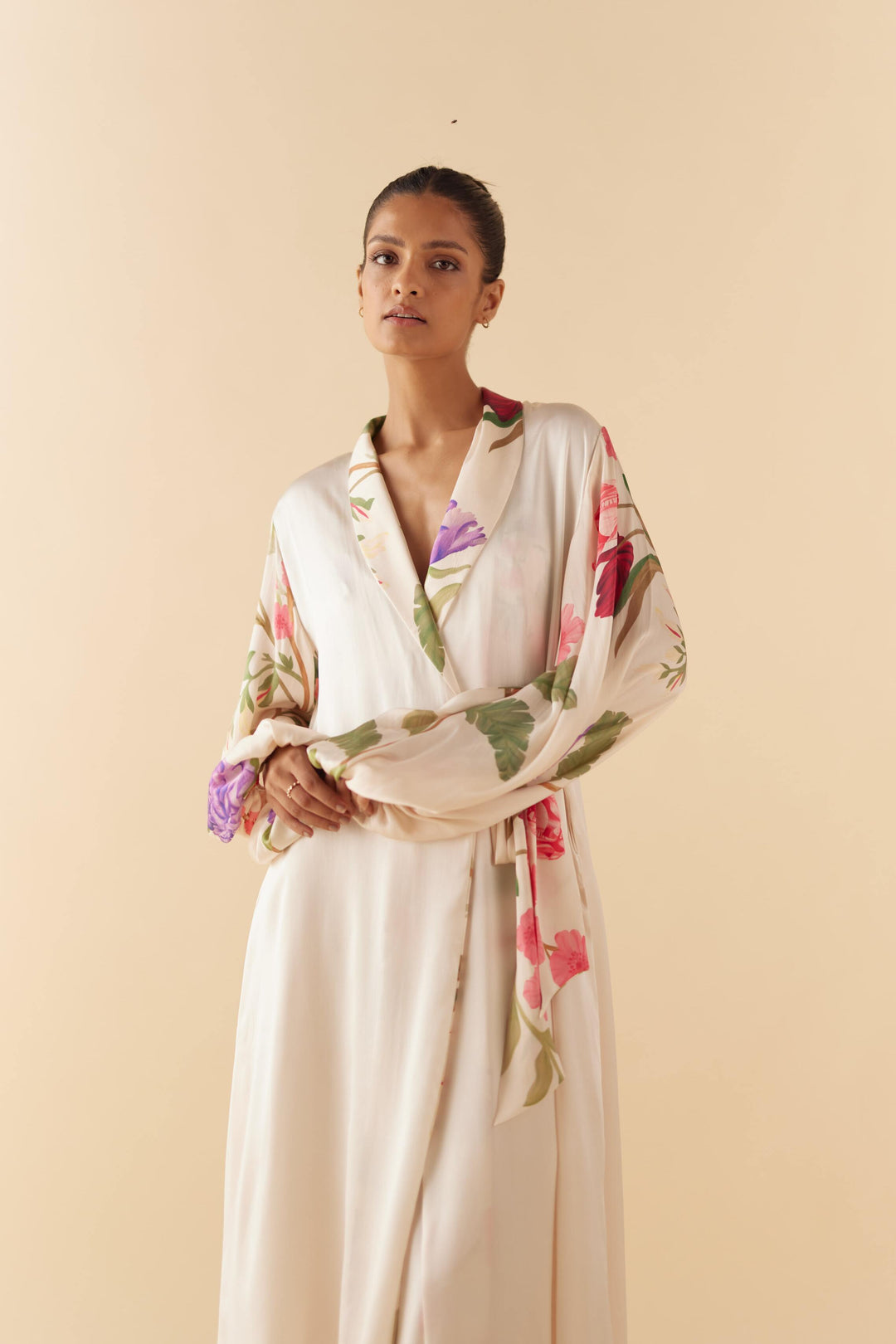 Ivory Floral Dream Silk Robe