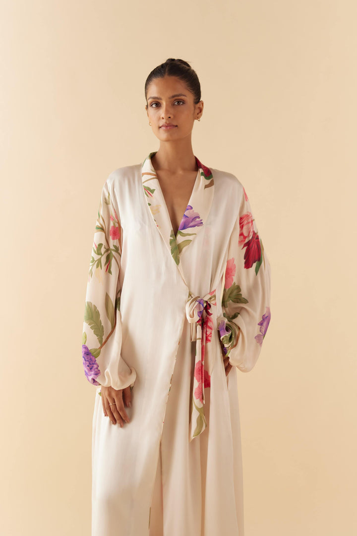 Ivory Floral Dream Silk Robe