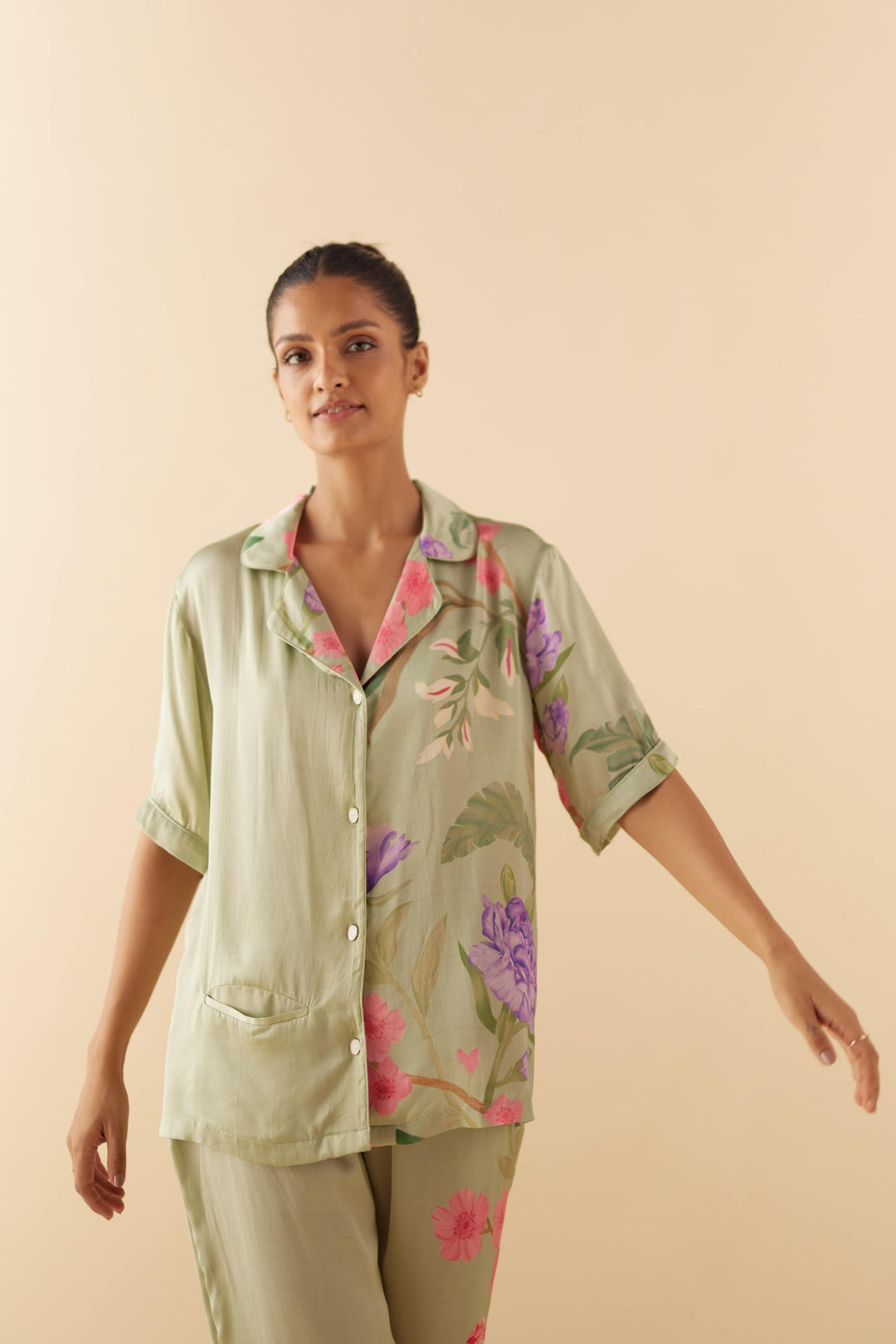 Lounge to Sleep PJ Shirt in Jade Green