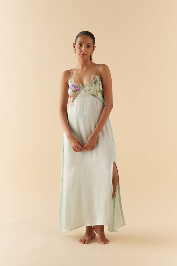Celeste Floral Dream Lounge to Sleep Silk Slip