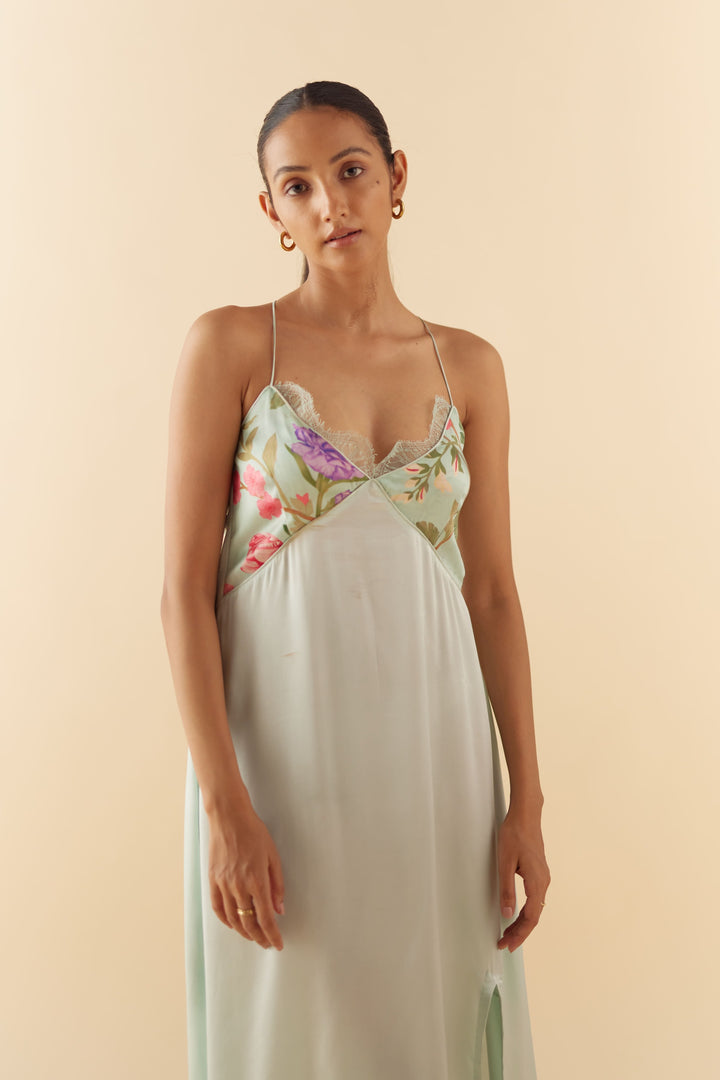 Celeste Floral Dream Lounge to Sleep Silk Slip