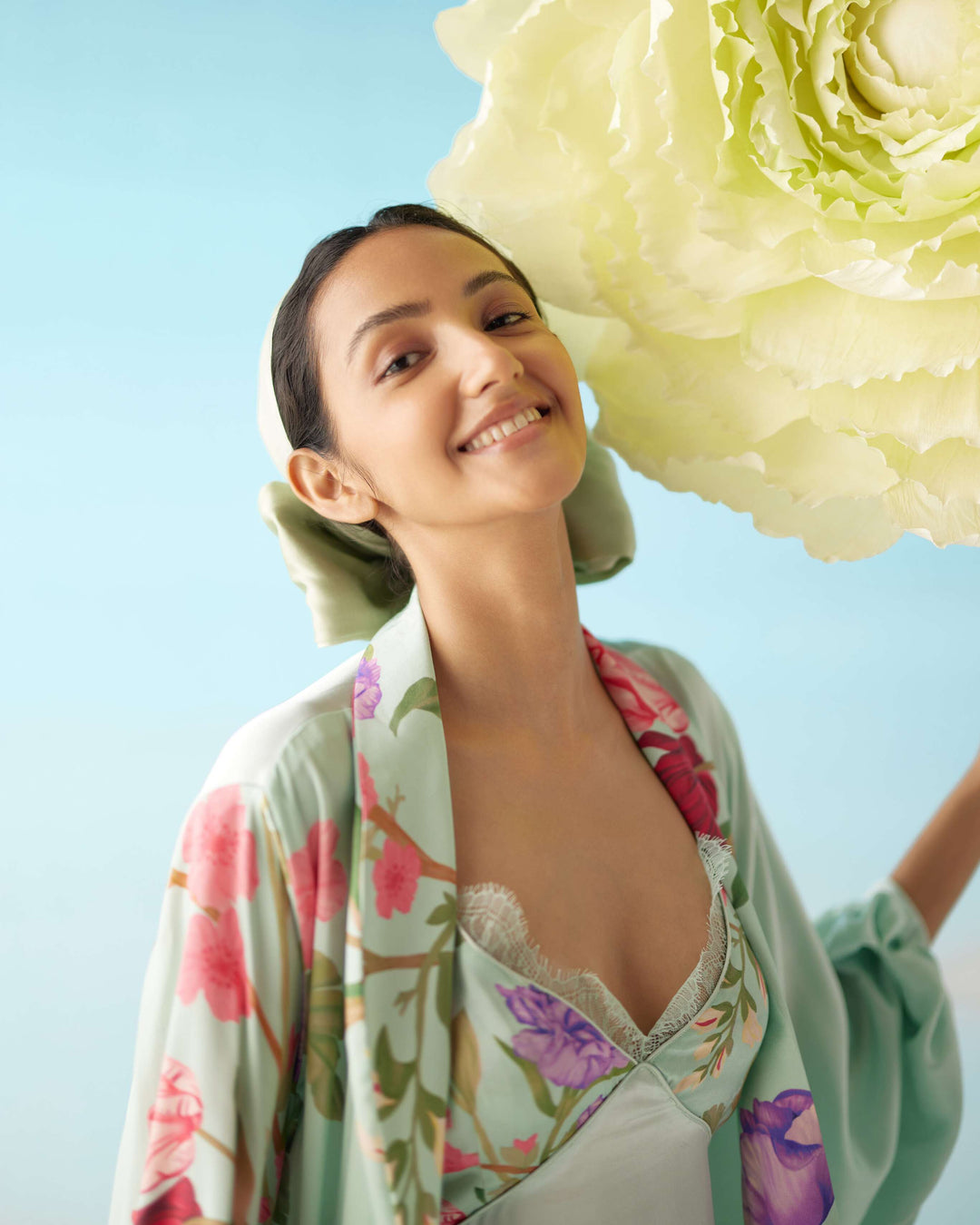 Celeste Floral Dream Silk Robe & Slip Set - Full Length