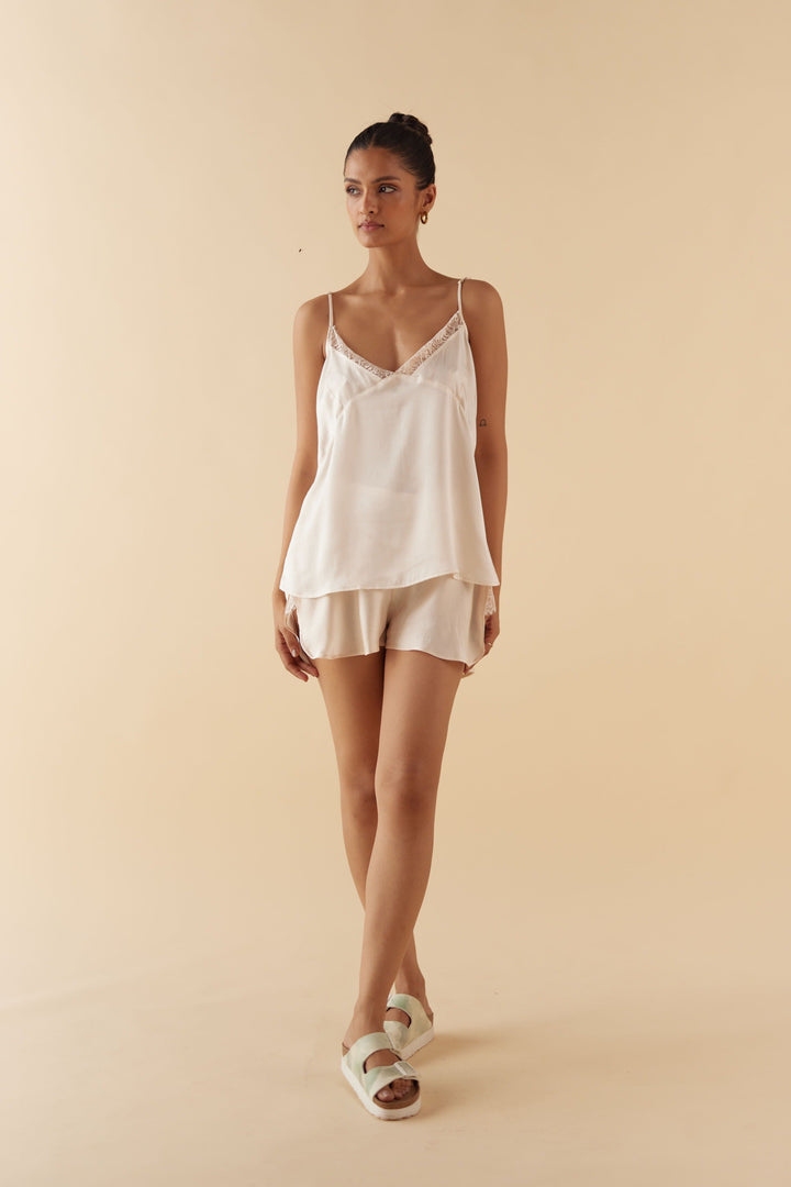 Silk Shorts in Ivory White