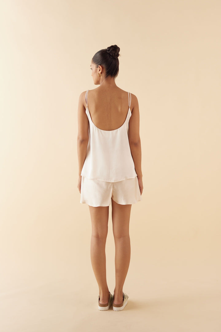 Silk Shorts in Ivory White