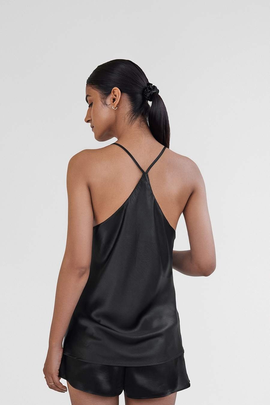 Midnight Black Silk Camisole Set - SleepLove