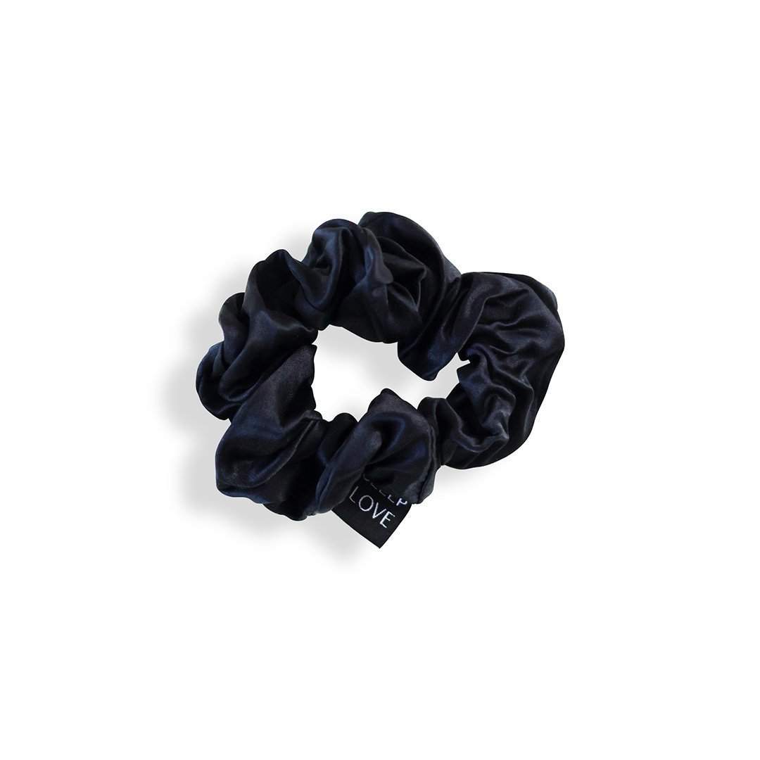 Midnight Black Silk Scrunchies - SleepLove